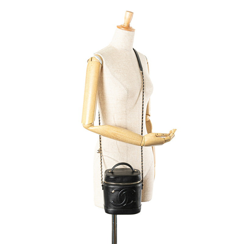 シャネル ココマーク バニティバッグ ハンドバッグ ショルダーバッグ ブラック ラムスキン レディース CHANEL 【中古】
