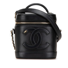 シャネル ココマーク バニティバッグ ハンドバッグ ショルダーバッグ ブラック ラムスキン レディース CHANEL 【中古】