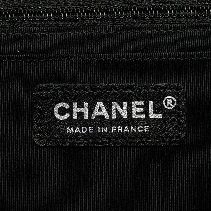 シャネル ココマーク チェーン ショルダーバッグ ハンドバッグ ブルー ブラック レザー コットンジャージ レディース CHANEL 【中古】