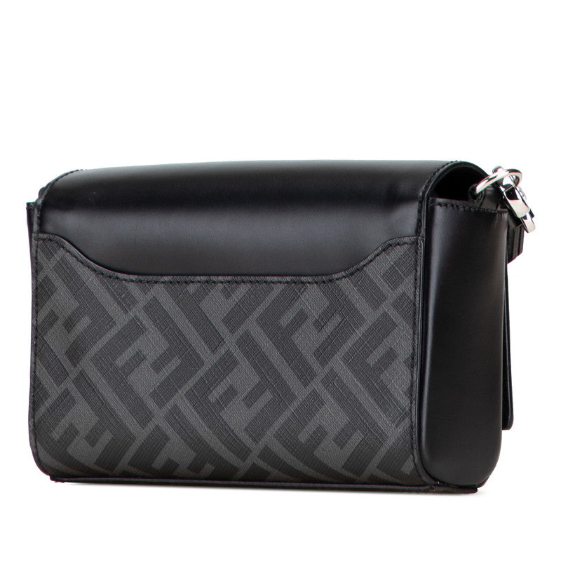 フェンディ FF クロスボディバッグ ショルダーバッグ 7M0363 ネイビー ブラック PVC レザー メンズ FENDI 【中古】