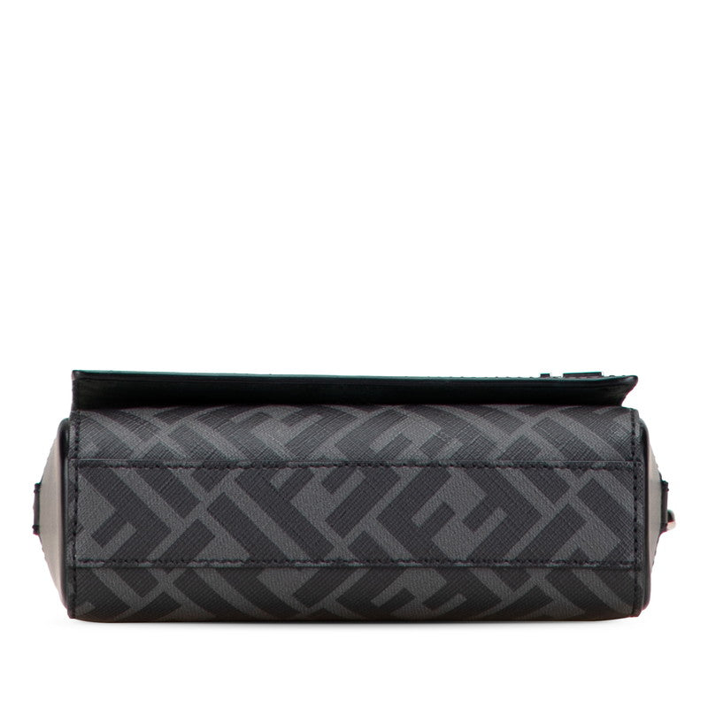 フェンディ FF クロスボディバッグ ショルダーバッグ 7M0363 ネイビー ブラック PVC レザー メンズ FENDI 【中古】