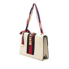 グッチ シルヴィ ビー＆スター シェリーライン ショルダーバッグ 524405 アイボリー系 ゴールド レザー レディース GUCCI 【中古】