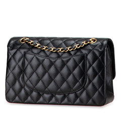 シャネル マトラッセ25 ココマーク ダブルフラップ チェーン ショルダーバッグ ブラック キャビアスキン レディース CHANEL 【中古】