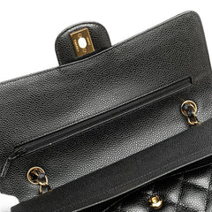 シャネル マトラッセ25 ココマーク ダブルフラップ チェーン ショルダーバッグ ブラック キャビアスキン レディース CHANEL 【中古】