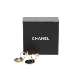 シャネル ココマーク ラウンド フープピアス 06V刻印 ブラック ゴールド メッキ レディース CHANEL 【中古】