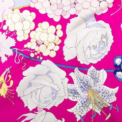 エルメス カレ90 FLEURS RAISINS 葡萄の花 スカーフ ピンク マルチカラー シルク レディース HERMES 【中古】