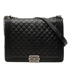 シャネル ボーイシャネル マトラッセ30 ココマーク チェーン ショルダーバッグ ブラック ラムスキン レディース CHANEL 【中古】
