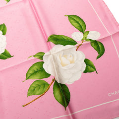 シャネル フラワー 花 モチーフ スカーフ ピンク ホワイト シルク レディース CHANEL 【中古】