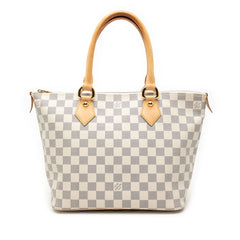 ルイ ヴィトン ダミエ アズール サレヤPM トートバッグ ハンドバッグ N51186 ホワイト PVC レザー レディース LOUIS VUITTON 【中古】