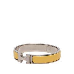 エルメス クリッククラック クリックH PM ブレスレット シルバー イエロー メタル エナメル レディース HERMES 【中古】