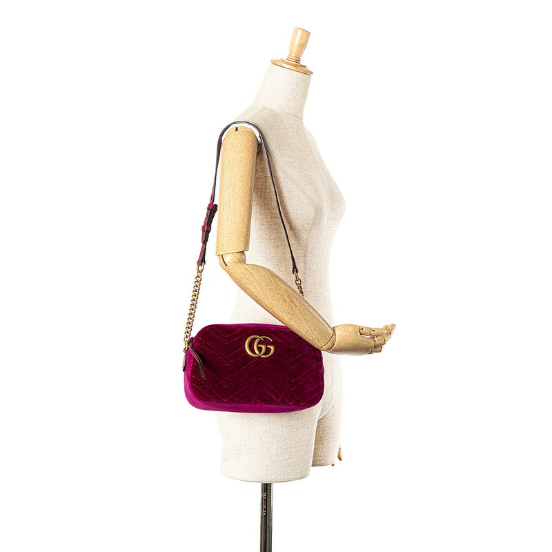 グッチ GGマーモント ショルダーバッグ 447682 パープル ベロア レザー レディース GUCCI 【中古】