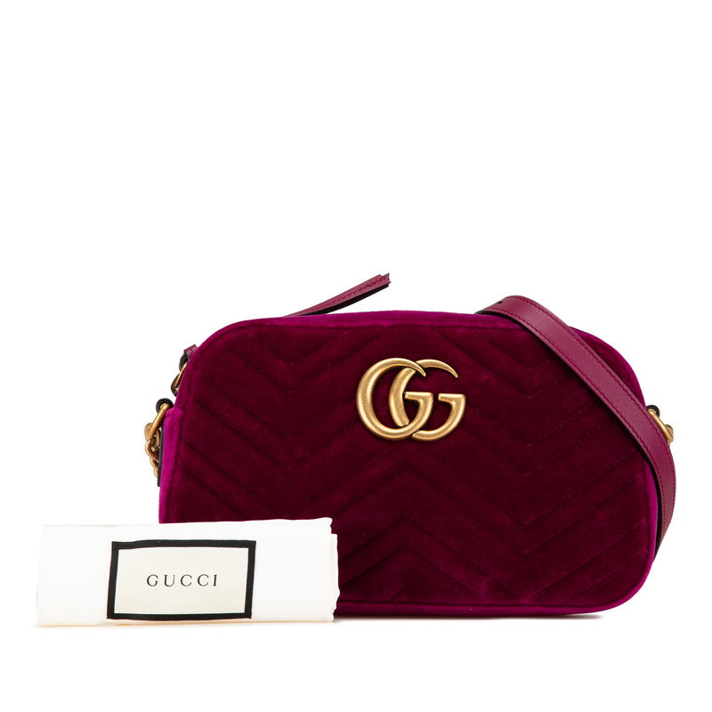グッチ GGマーモント ショルダーバッグ 447682 パープル ベロア レザー レディース GUCCI 【中古】