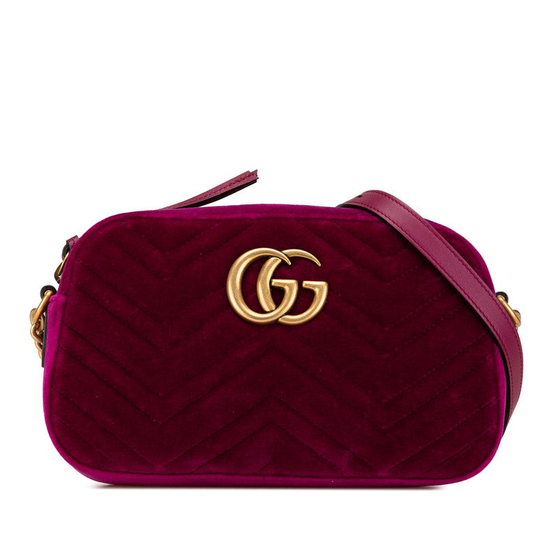 グッチ GGマーモント ショルダーバッグ 447682 パープル ベロア レザー レディース GUCCI 【中古】