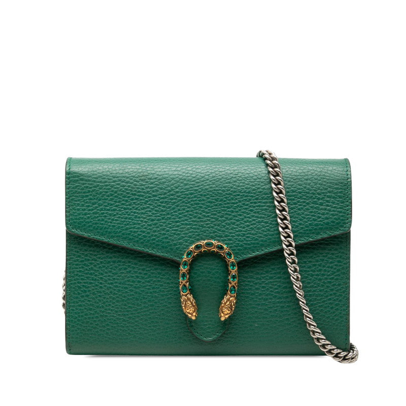 グッチ ディオニュソス チェーンウォレット ショルダーバッグ 401231 グリーン PVC レザー レディース GUCCI 中古