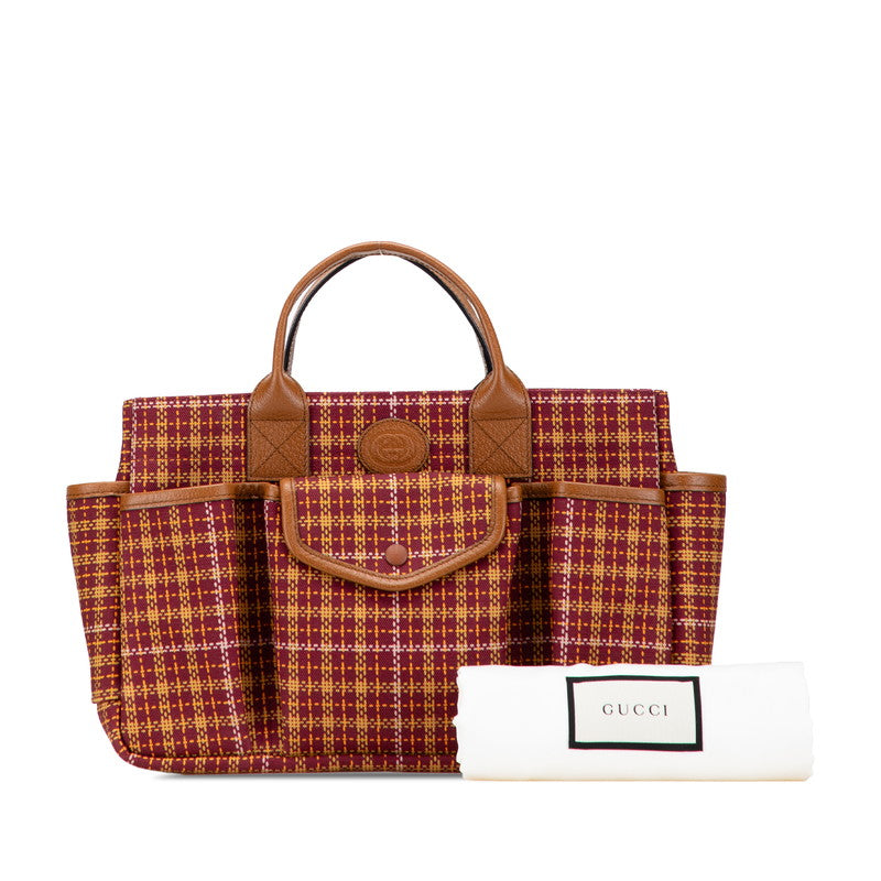 グッチ チルドレンズ ハンドバッグ トートバッグ 628159 ブラウン ボルドー系 キャンバス レザー レディース GUCCI 【中古】