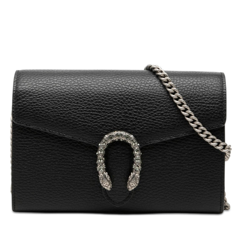 グッチ ディオニュソス 斜め掛け チェーンウォレット ショルダーバッグ 401231 ブラック レザー レディース GUCCI 【中古】