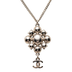 シャネル ココマーク チェーン ペンダント ネックレス C11V シルバー メタル ラインストーン レディース CHANEL 【中古】
