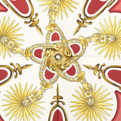 エルメス カレ90 Les Eperons スカーフ ワインレッド ゴールド シルク レディース HERMES 【中古】