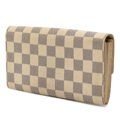 ルイ ヴィトン ダミエ アズール ポルトフォイユ サラ 長財布 N61735 ホワイト PVC レザー レディース LOUIS VUITTON 【中古】