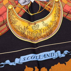 エルメス カレ90 Scotland スコットランド スカーフ 大判スカーフ ブラック ブラウン マルチカラー シルク レディース HERMES 中古