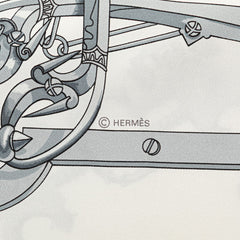 エルメス カレ90 MORS ETGOURMETTES 馬術と鎖 スカーフ ホワイト シルバー マルチカラー シルク レディース HERMES 【中古】
