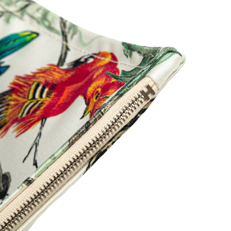 エルメス トゥルースフラット EQUATEUR 赤道直下 ポーチ ホワイト グリーン マルチカラー キャンバス レディース HERMES 【中古】