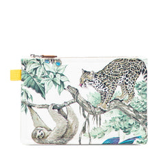 エルメス トゥルースフラット EQUATEUR 赤道直下 ポーチ ホワイト グリーン マルチカラー キャンバス レディース HERMES 【中古】