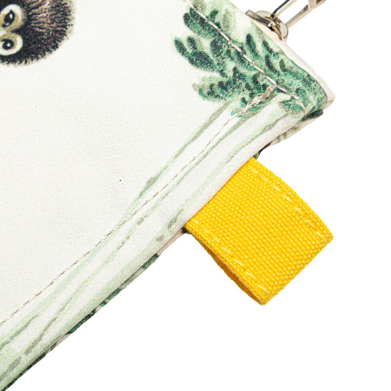 エルメス トゥルースフラット EQUATEUR 赤道直下 ポーチ ホワイト グリーン マルチカラー キャンバス レディース HERMES 【中古】