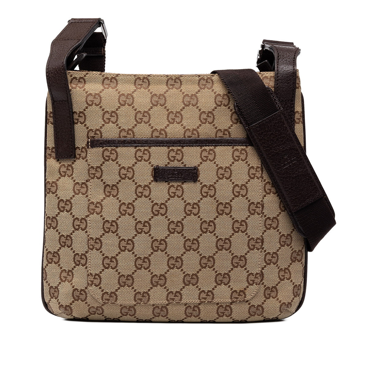 グッチ GGキャンバス 斜め掛け ショルダーバッグ 122793 ベージュ ブラウン キャンバス レザー レディース GUCCI 中古