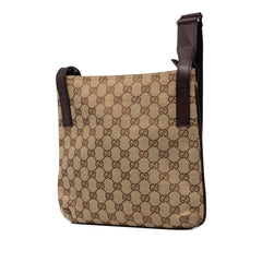 グッチ GGキャンバス 斜め掛け ショルダーバッグ 122793 ベージュ ブラウン キャンバス レザー レディース GUCCI 中古