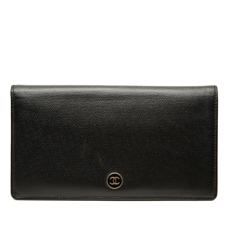 シャネル ココマーク 長財布 ロングウォレット ブラック レザー レディース CHANEL 中古