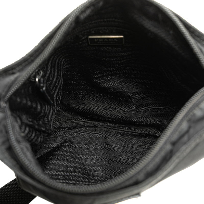 プラダ 三角ロゴプレート ショルダーバッグ ブラック ナイロン レディース PRADA 【中古】