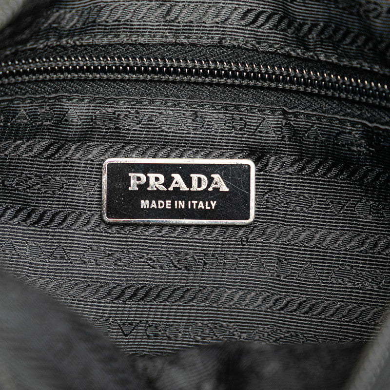 プラダ 三角ロゴプレート ショルダーバッグ ブラック ナイロン レディース PRADA 【中古】