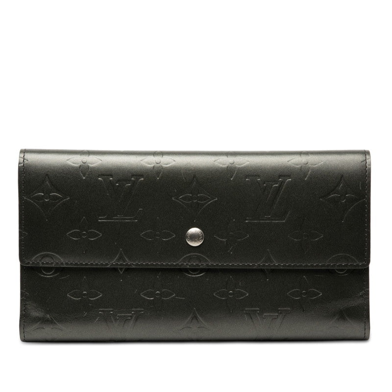 ルイ ヴィトン モノグラム マット ポルトトレゾール インターナショナル 長財布 M65102 ブラック PVC レディース LOUIS VUITTON 【中古】