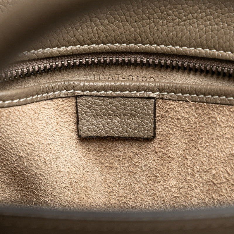 セリーヌ ラゲージ ナノショッパー ハンドバッグ ショルダーバッグ 2WAY グレージュ レザー レディース CELINE 【中古】