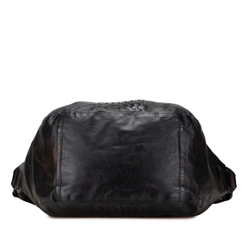 ボッテガヴェネタ イントレチャート ショルダーバッグ ブラック レザー レディース BOTTEGAVENETA 【中古】