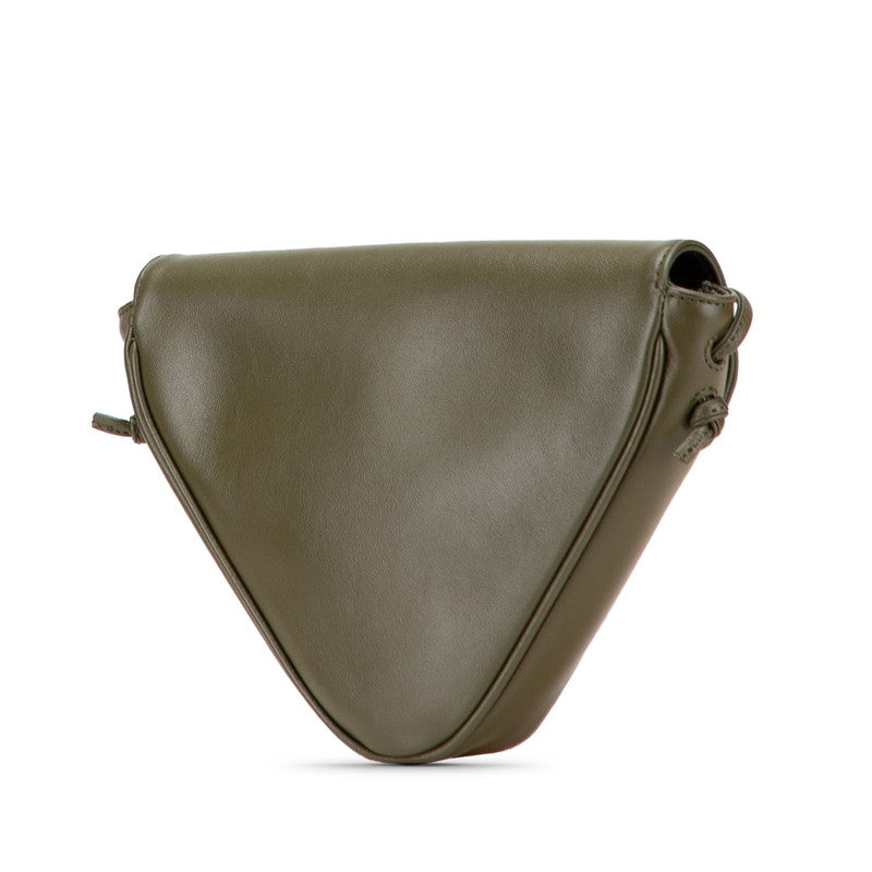 セリーヌ ロゴ トライアングル ショルダーバッグ カーキ レザー レディース CELINE 【中古】