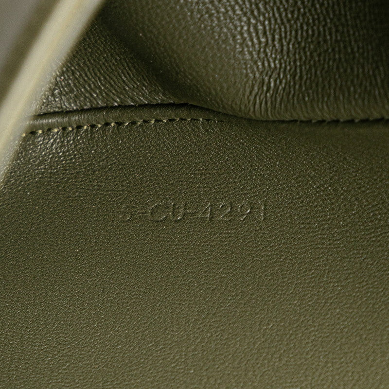 セリーヌ ロゴ トライアングル ショルダーバッグ カーキ レザー レディース CELINE 【中古】