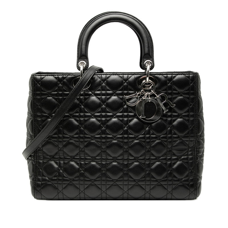 ディオール カナージュ レディディオール ハンドバッグ ショルダーバッグ 2WAY ブラック ラムスキン レディース Dior 【中古】