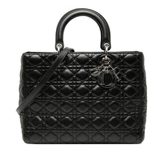 ディオール カナージュ レディディオール ハンドバッグ ショルダーバッグ 2WAY ブラック ラムスキン レディース Dior 【中古】