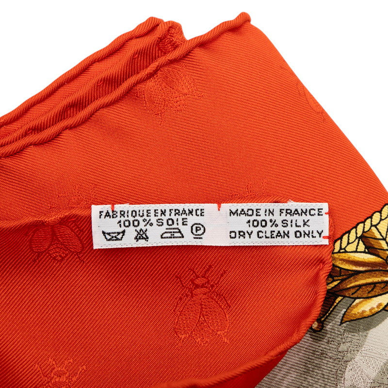 エルメス カレ90 NAPOLEON ナポレオン スカーフ ホワイト レッド マルチカラー シルク レディース HERMES 【中古】