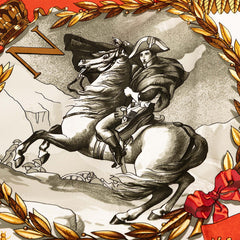 エルメス カレ90 NAPOLEON ナポレオン スカーフ ホワイト レッド マルチカラー シルク レディース HERMES 【中古】