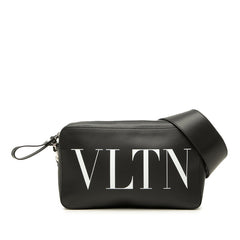 ヴァレンティノ ロックスタッズ VLTNロゴ 斜め掛け ショルダーバッグ セカンドバッグ 2WAY ブラック レザー レディース VALENTINO 中古