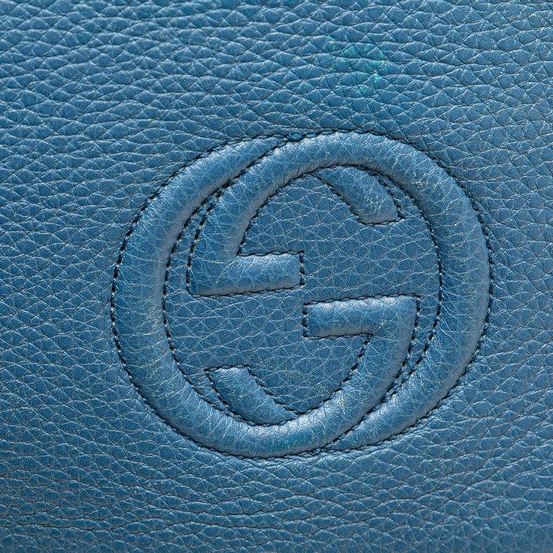 グッチ インターロッキングG 斜め掛け ショルダーバッグ 322056 ブルー レザー レディース GUCCI 【中古】