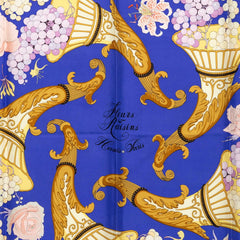 エルメス カレ90 Fleurs et Raisins 葡萄の花 スカーフ パープル系 マルチカラー シルク レディース HERMES 中古