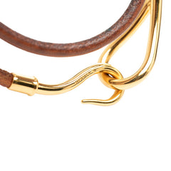 エルメス ジャンボブレス ブレスレット ブラウン ゴールド レザー メッキ レディース HERMES 【中古】