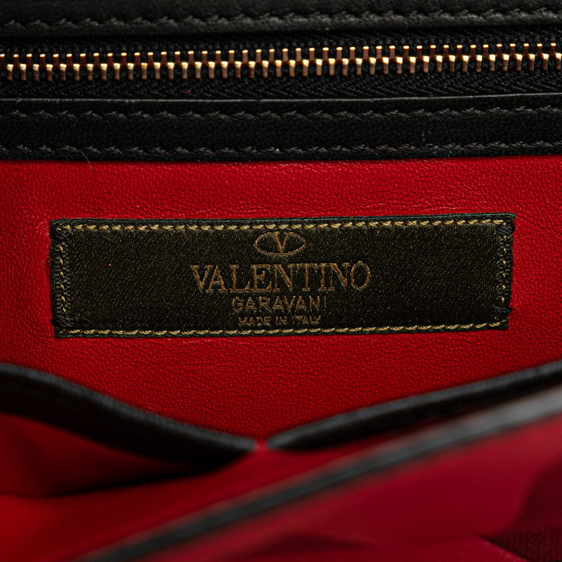 ヴァレンティノ ロックスタッズ カモフラージュ ショルダーバッグ レッド ブラック レザー キャンバス レディース VALENTINO 【中古】
