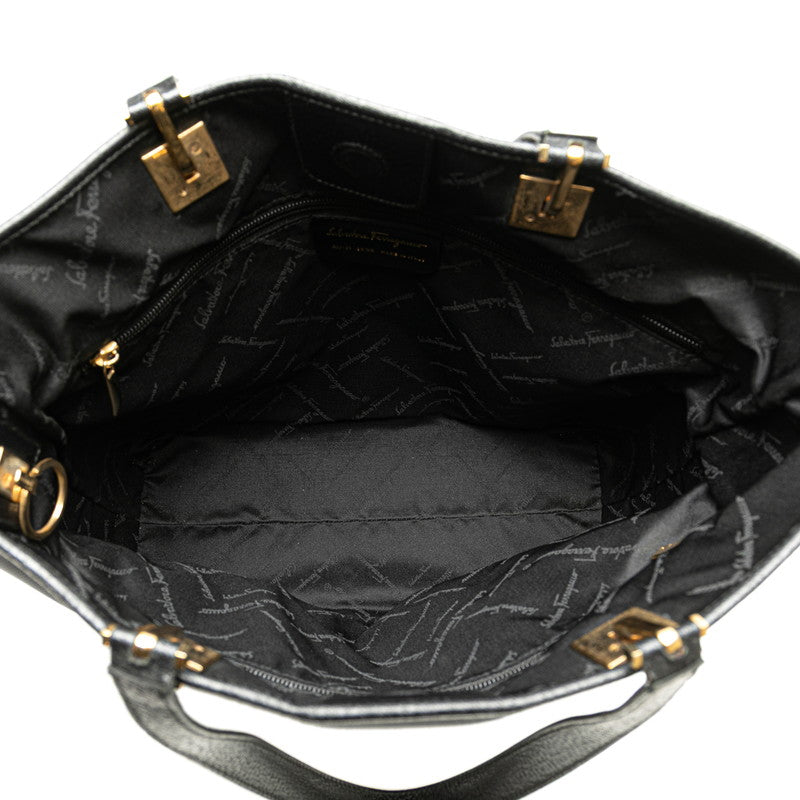 サルヴァトーレフェラガモ ショルダーバッグ トートバッグ AU-21 1896 ブラック レザー ナイロンキャンバス レディース Salvatore Ferragamo 【中古】