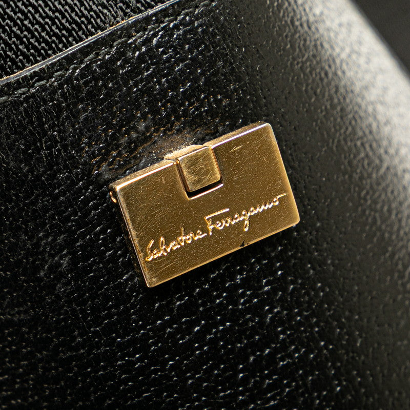 サルヴァトーレフェラガモ ショルダーバッグ トートバッグ AU-21 1896 ブラック レザー ナイロンキャンバス レディース Salvatore Ferragamo 【中古】