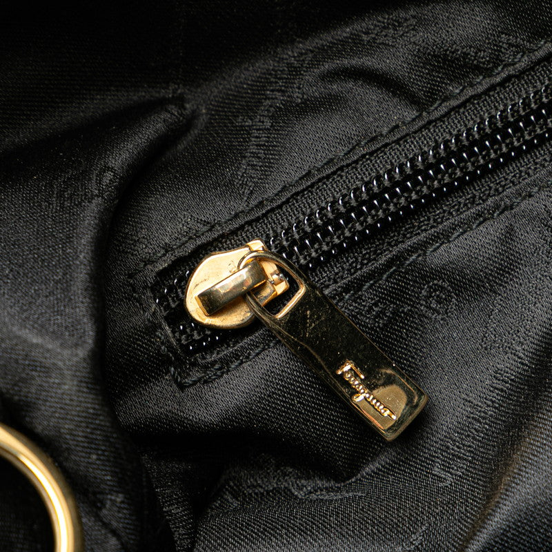 サルヴァトーレフェラガモ ショルダーバッグ トートバッグ AU-21 1896 ブラック レザー ナイロンキャンバス レディース Salvatore Ferragamo 【中古】